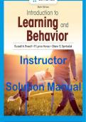 Instructor Solution Manual For Introduction to Learning and Behavior 6e  Russell A. Powell, P. Lynne Honey and Diane G. Symbulik, ISBN: 9780357658475.