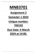 MNB3701 ASSIGNMENT 2 2024 SEMESTER 1 ANSWERS