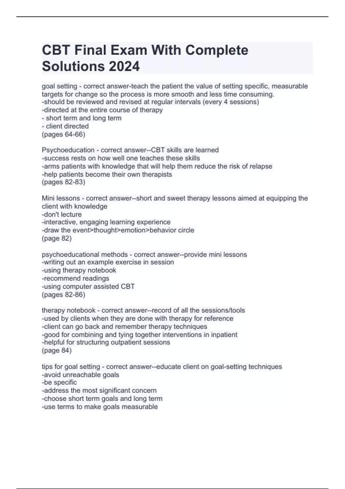 Cbt Final Exam With Complete Solutions 2024 Cbt Stuvia Nl