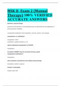 BEST REVIEW MSK II- Exam 2 &lpar;Manual Therapy&rpar; 100&percnt; VERIFIED  ACCURATE ANSWERS
