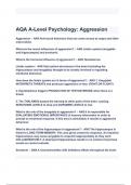 AQA A-Level Psychology: Aggression Exam Questions with correct Answers 2024/2025( A+ GRADED 100% VERIFIED).