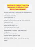 Leadership&comma; chapter 4&colon; nursing licensure & certification Exam Questions and Answers