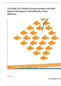 Test Bank For Canadian Entrepreneurship And Small  Business Management 11th Edition By Wesley  Balderson