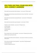 KSU FNDH 450 FINAL EXAM 2024 WITH 100&percnt; CORRECT ANSWERS