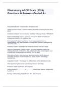 Phlebotomy ASCP Exam (2024) Questions & Answers Graded A+.