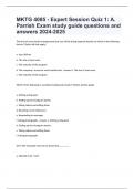 MKTG 4085 - Expert Session Quiz 1 A. Parrish Exam study guide questions and answers 2024-2025