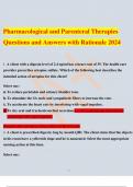 Pharmacological and Parenteral Therapies Questions and Answers with Rationale 2024.