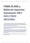 FEMA IS-800.c:  National response  framework 100%  SOLUTION  2023//2024