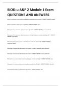 BIOD152 A&P 2 Module 1 Exam QUESTIONS AND ANSWERS