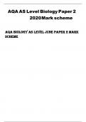 AQA AS Level Biology Paper 2 2020Mark scheme AQA BIOLOGY AS LEVEL JUNE PAPER 2 Mark 