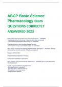 ABCP Basic Science:  Pharmacology Exam  QUESTIONS CORRECTLY  ANSWERED 2023/2024