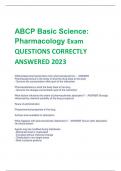 ABCP Basic Science&colon;  Pharmacology Exam  QUESTIONS CORRECTLY  ANSWERED 2023&sol;2024