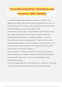 Travel Nursing Exam Questions and Answers 100&percnt; Verified
