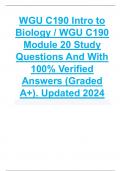 WGU C190 Intro to Biology / WGU C190 Module 20 Study Questions And With 100% Verified Answers (Graded A+). Updated 2024