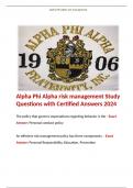 Alpha Phi Alpha risk management Study Questions with Certified Answers 2024