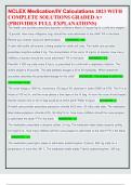 NCLEX Medication&sol;IV Calculations 2023 WITH COMPLETE SOLUTIONS GRADED A&plus; &lpar;PROVIDES FULL EXPLANATIONS&rpar;