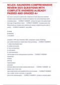 NCLEX- SAUNDERS COMPREHENSIVE REVIEW 2023 QUESTIONS WITH COMPLETE ANSWERS ALREADY PASSED AND GRADED A&plus;