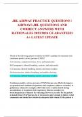 JBL AIRWAY PRACTICE QUESTIONS &sol;  AIRWAYS JBL QUESTIONS AND  CORRECT ANSWERS WITH  RATIONALES 2023&sol;2024 GUARANTEED  A&plus; LATEST UPDATE