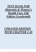 TEST BANK FOR  Maternity & Women’s  Health Care 12th  Edition Lowdermilk