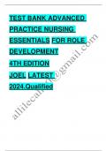 Test bank advanced practice nursing essentials for role development 4th edition joel / All Chapters Updated 2024 / Rated A+