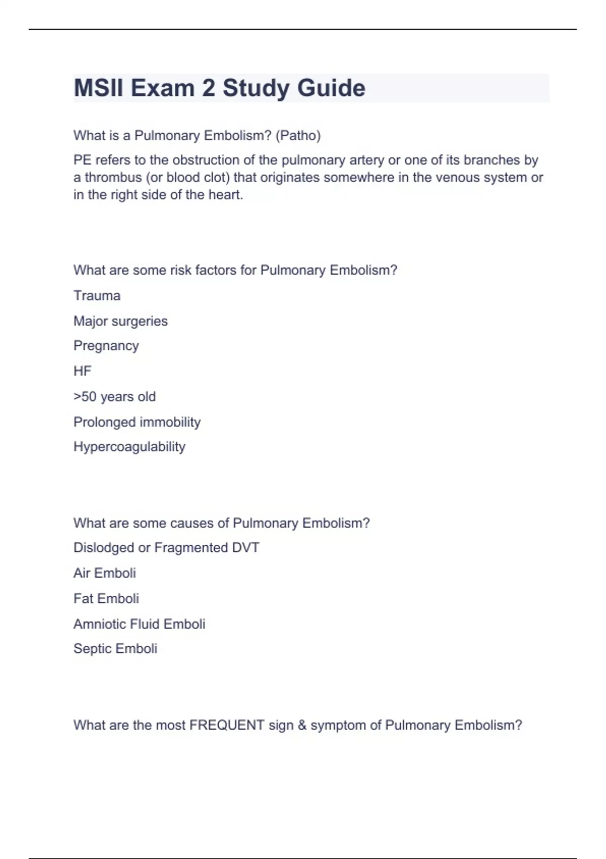 MSII Exam 2 Study Guide. questions and answers certified 2024 - MSII ...