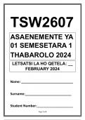 TSW2607 ASSIGNMENT 1 SEMESTER 1 SOLUTIONS 2024 UNISA