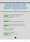 AEST ASSOCIATE OF AGRICULTURE  INDUSTRY CERTIFICATION STUDY  GUIDE EXAM &vert; QUESTIONS & ANSWERS  &lpar;VERIFIED&rpar; &vert; LATEST UPDATE &vert; GRADED  A&plus;