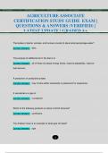 AGRICULTURE ASSOCIATE  CERTIFICATION STUDY GUIDE EXAM |  QUESTIONS & ANSWERS (VERIFIED) |  LATEST UPDATE | GRADED A+