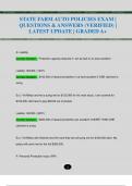 STATE FARM AUTO POLICIES EXAM &vert;  QUESTIONS & ANSWERS &lpar;VERIFIED&rpar; &vert;  LATEST UPDATE &vert; GRADED A&plus; 
