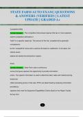 STATE FARM AUTO EXAM &vert; QUESTIONS  & ANSWERS &lpar;VERIFIED&rpar; &vert; LATEST  UPDATE &vert; GRADED A&plus;