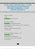 STATE FARM CERTIFICATION - CLAIMS  ADJUSTER EXAM &vert; QUESTIONS &  ANSWERS &lpar;VERIFIED&rpar; &vert; LATEST  UPDATE &vert; GRADED A&plus;