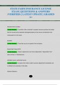 STATE FARM INSURANCE LICENSE  EXAM &vert; QUESTIONS & ANSWERS  &lpar;VERIFIED&rpar; &vert; LATEST UPDATE &vert; GRADED  A&plus;