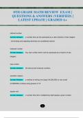 8TH GRADE MATH REVIEW EXAM &vert;  QUESTIONS & ANSWERS &lpar;VERIFIED&rpar; &vert;  LATEST UPDATE &vert; GRADED A&plus;