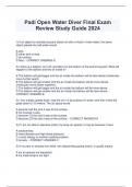 Padi Open Water Diver Final Exam  Review Study Guide 2024