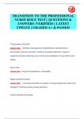 TRANSITION TO THE PROFESSIONAL  NURSE ROLE TEST | QUESTIONS &  ANSWERS (VERIFIED) | LATEST  UPDATE | GRADED A+ & PASSED