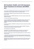 SC Accident&period; Health&comma; and Life Insurance Exam Questions & Answers &lpar;SCORED A&plus;&rpar;