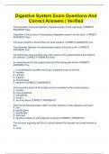 Digestive System Exam Questions And Correct Answers &vert; Verified