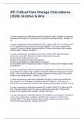 ATI Critical Care Dosage Calculations &lpar;2024&rpar; Quizzes & Ans&period;&period;