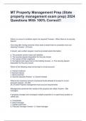 MT Property Management Prep &lpar;State property management exam prep&rpar; 2024 Questions With 100&percnt; Correct&excl;&excl;