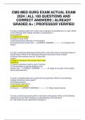 CMS MED SURG EXAM ACTUAL EXAM 2024 | ALL 100 QUESTIONS AND CORRECT ANSWERS | ALREADY GRADED A+ | PROFESSOR VERIFIED