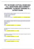ITE 152 EXAM 3 ACTUAL EXAM 2024 | ALL QUESTIONS AND CORRECT ANSWERS | ALREADY GRADED A+ | LATEST EXAM