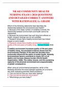 NR 442 COMMUNITY HEALTH NURSING EXAM 1 2024 QUESTIONS AND DETAILED CORRECT ANSWERS WITH RATIONALES&vert; A&plus; GRADE