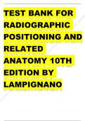 Radiographic Positioning and Related Anatomy 9th Edition Lampignano Test Bank