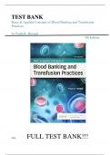 Test Bank For Basic & Applied Concepts of Blood Banking and Transfusion Practices 5th Edition by Paula R. Howard||ISBN NO:10,0323697399||ISBN NO:13,978-0323697392||All Chapters||A+, Guide.