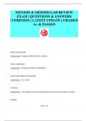 MITOSIS & MEIOSIS LAB REVIEW EXAM &vert; QUESTIONS & ANSWERS  &lpar;VERIFIED&rpar; &vert; LATEST UPDATE &vert; GRADED  A&plus; & PASSED