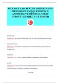 BIOLOGY LAB REVIEW &lpar;MITOSIS AND  MEIOSIS&rpar; EXAM &vert; QUESTIONS &  ANSWERS &lpar;VERIFIED&rpar; &vert; LATEST  UPDATE &vert; GRADED A&plus; & PASSED