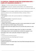 ATI CRITICAL THINKING EXAM 2024 QUESTIONS WITH COMPLETE ANSWERS GRADED A+ 1
