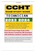 Final CCHT Exam Mega Study Guide Exam Review Containing 580 Questions with Definitive Solutions Updated 2024. 