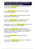 Psychology 4th edition by Schacter ch 1-4 Questions And Answers   