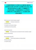 CERTIFIED CLINICAL RESEARCH  ASSOCIATE STUDY GUIDE EXAM &vert; 219  QUESTIONS & 100&percnt; CORRECT  ANSWERS &lpar;VERIFIED&rpar; &vert; LATEST  UPDATE &vert; GRADED A&plus; &vert; ALREADY  GRADED